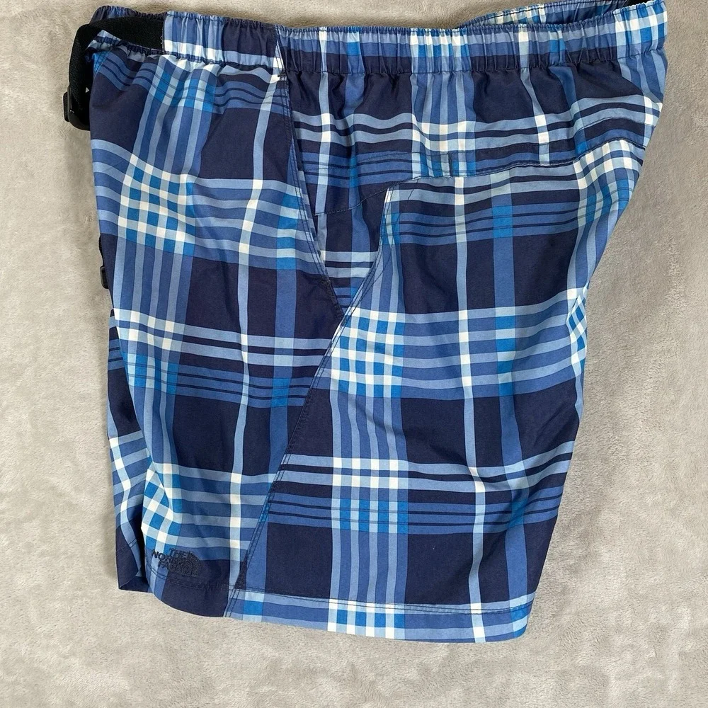 The North Face Mens Swim Trunks Size XL Blue Plaid‎ Lined Beach Board Shorts